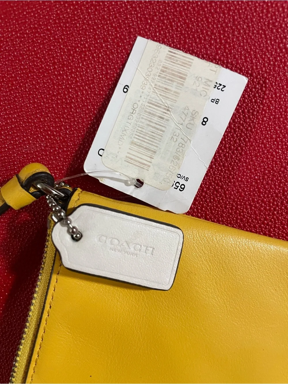Coach Yellow and White Leather Wristlet